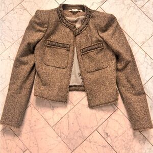 Veronica Beard Brown Tweed Embellished Women's Jacket